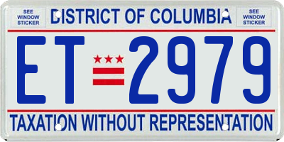 DC license plate ET2979
