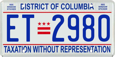 DC license plate ET2980