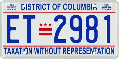 DC license plate ET2981