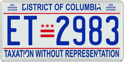 DC license plate ET2983
