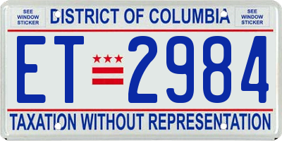 DC license plate ET2984