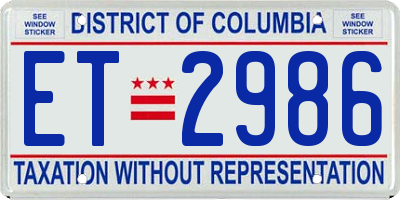 DC license plate ET2986