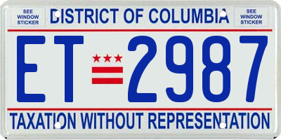 DC license plate ET2987