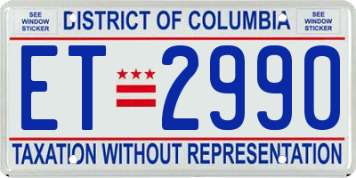 DC license plate ET2990