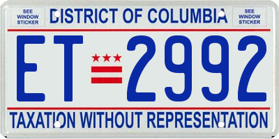 DC license plate ET2992
