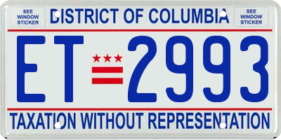 DC license plate ET2993
