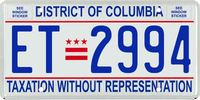 DC license plate ET2994