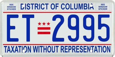 DC license plate ET2995