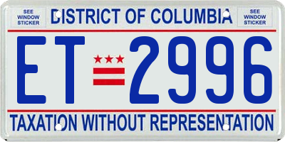 DC license plate ET2996