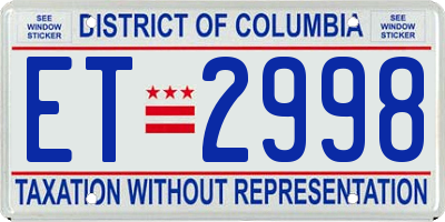 DC license plate ET2998