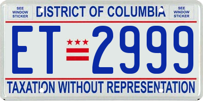 DC license plate ET2999