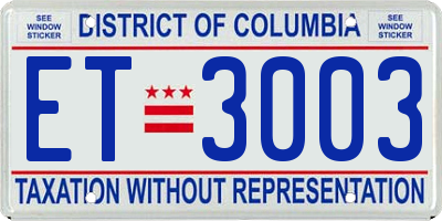 DC license plate ET3003