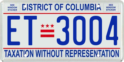 DC license plate ET3004