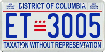 DC license plate ET3005