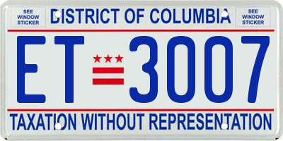 DC license plate ET3007