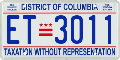 DC license plate ET3011
