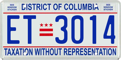 DC license plate ET3014