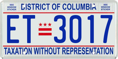 DC license plate ET3017