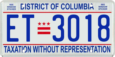 DC license plate ET3018