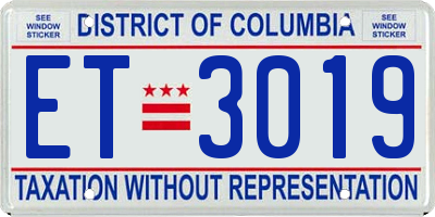 DC license plate ET3019
