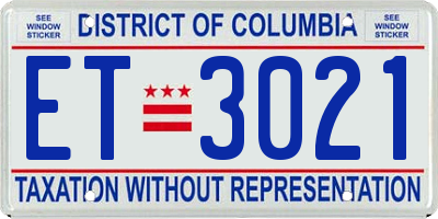 DC license plate ET3021