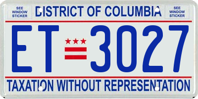 DC license plate ET3027