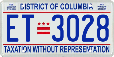 DC license plate ET3028