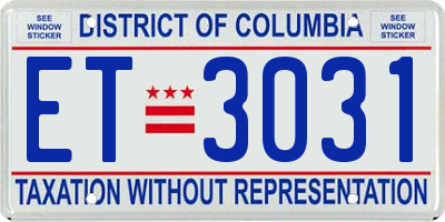 DC license plate ET3031