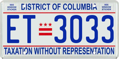 DC license plate ET3033