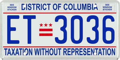 DC license plate ET3036