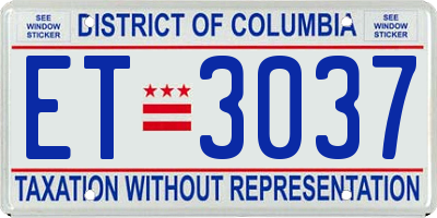 DC license plate ET3037