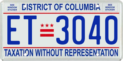 DC license plate ET3040