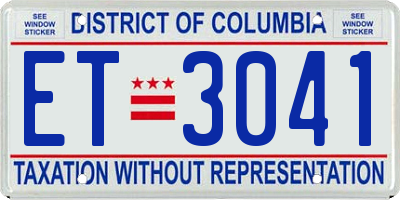DC license plate ET3041