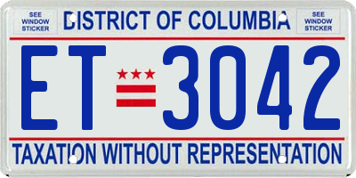 DC license plate ET3042