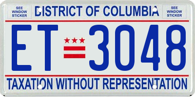 DC license plate ET3048