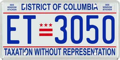 DC license plate ET3050
