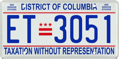 DC license plate ET3051