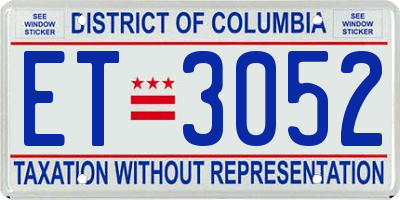 DC license plate ET3052