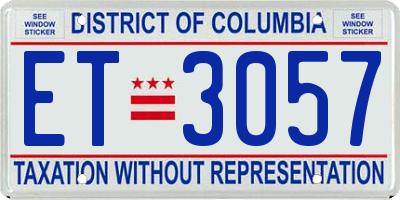 DC license plate ET3057