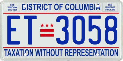 DC license plate ET3058