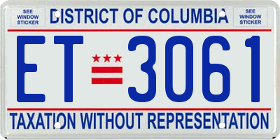 DC license plate ET3061