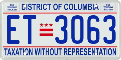 DC license plate ET3063