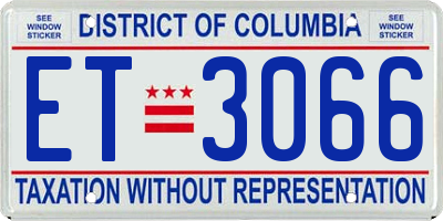 DC license plate ET3066