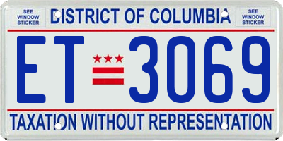 DC license plate ET3069