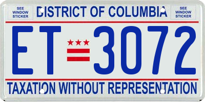 DC license plate ET3072