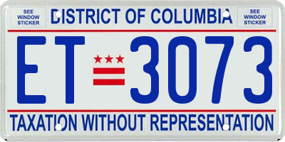 DC license plate ET3073