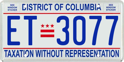DC license plate ET3077