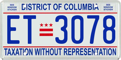 DC license plate ET3078