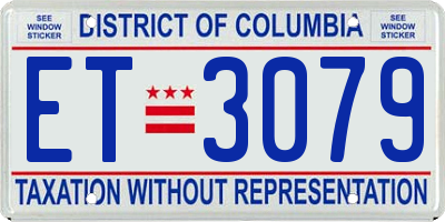 DC license plate ET3079