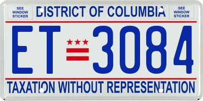 DC license plate ET3084